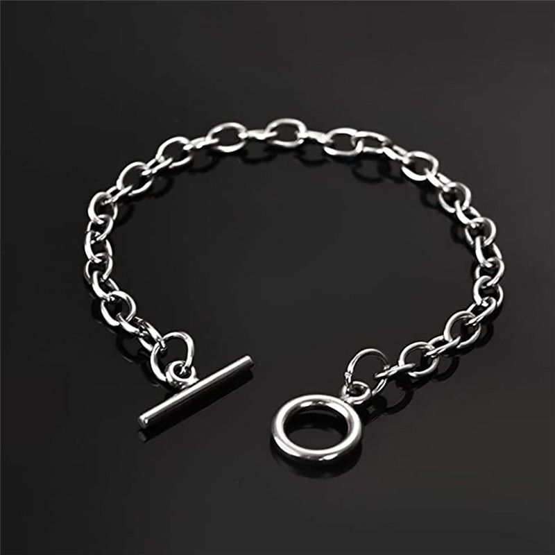 Modyle 2021 Fashion Simple Hip Hop Silver Color Stainless Steel Bracelet Bangles for Men and Women Wholesale