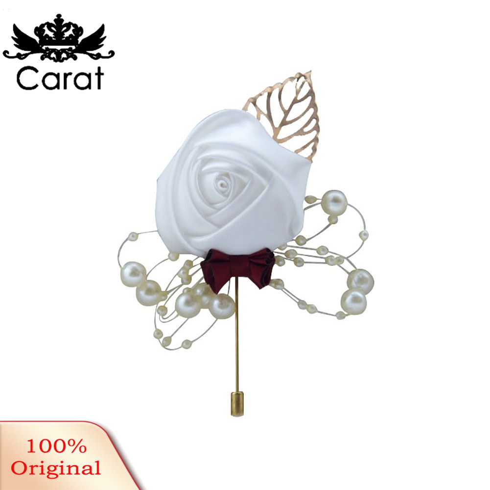 Artificial Flower Leaf Boutonniere Corsage Wedding Ceremony Bride Groom Brooch