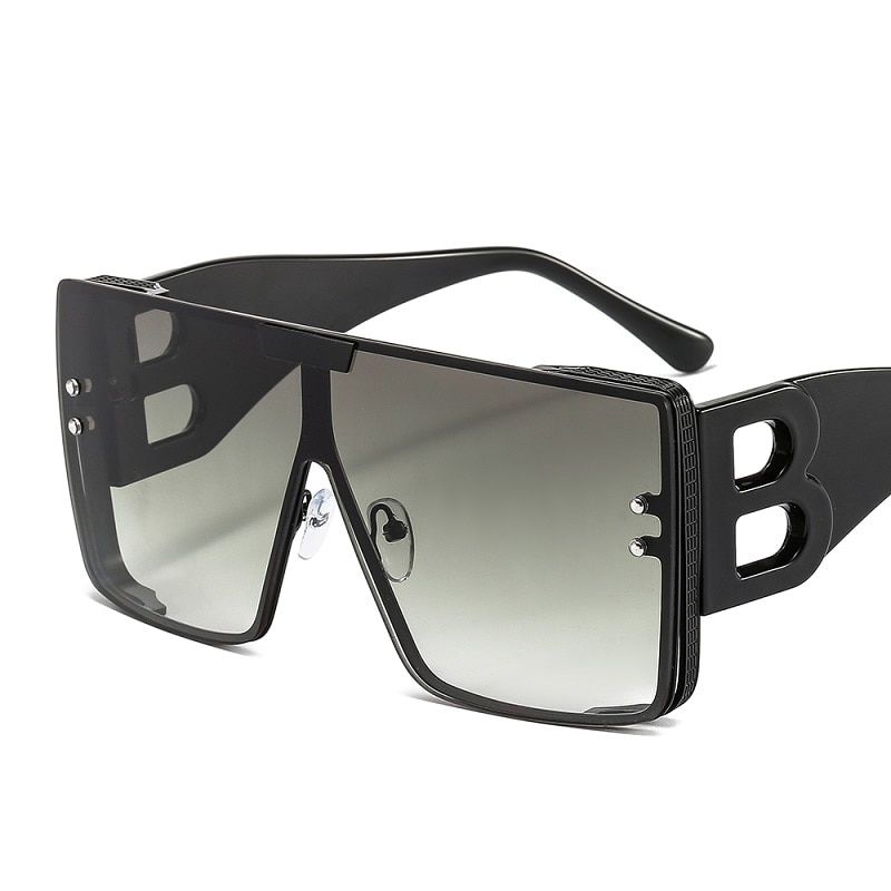 Fashion Large Frame B Letters Sunglasses Women 2021 Luxury  Retro Square Metal Sun Glasses Men Fashion Gradient Shades Lady-C4-Other