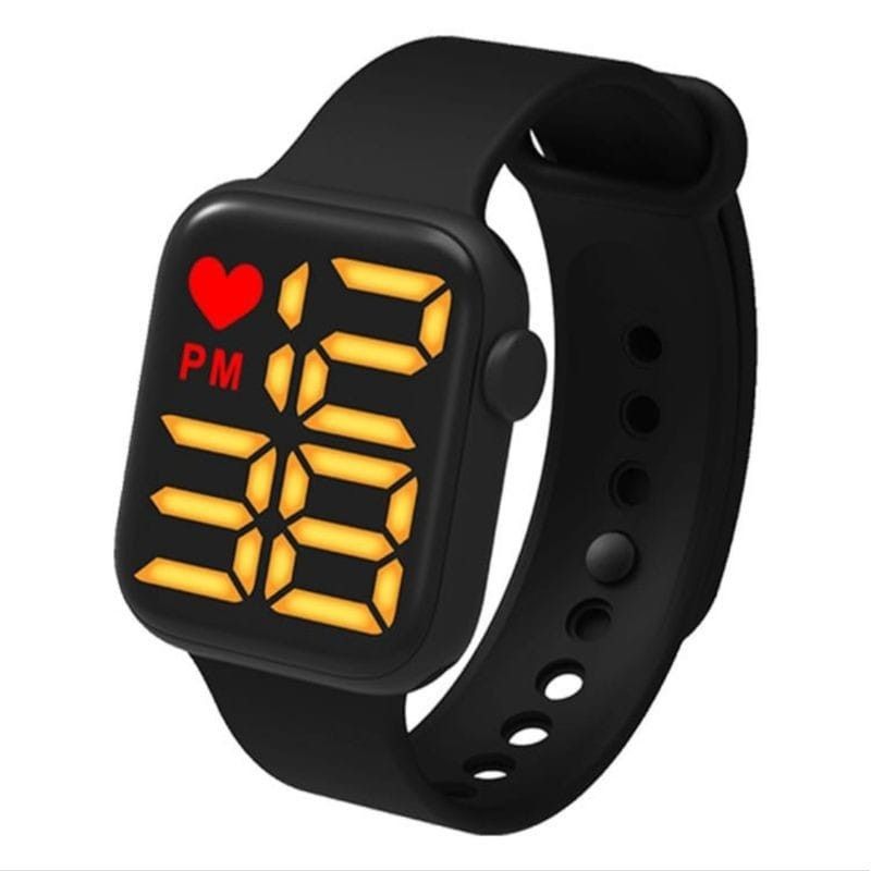 Led square shape silicon sports watch