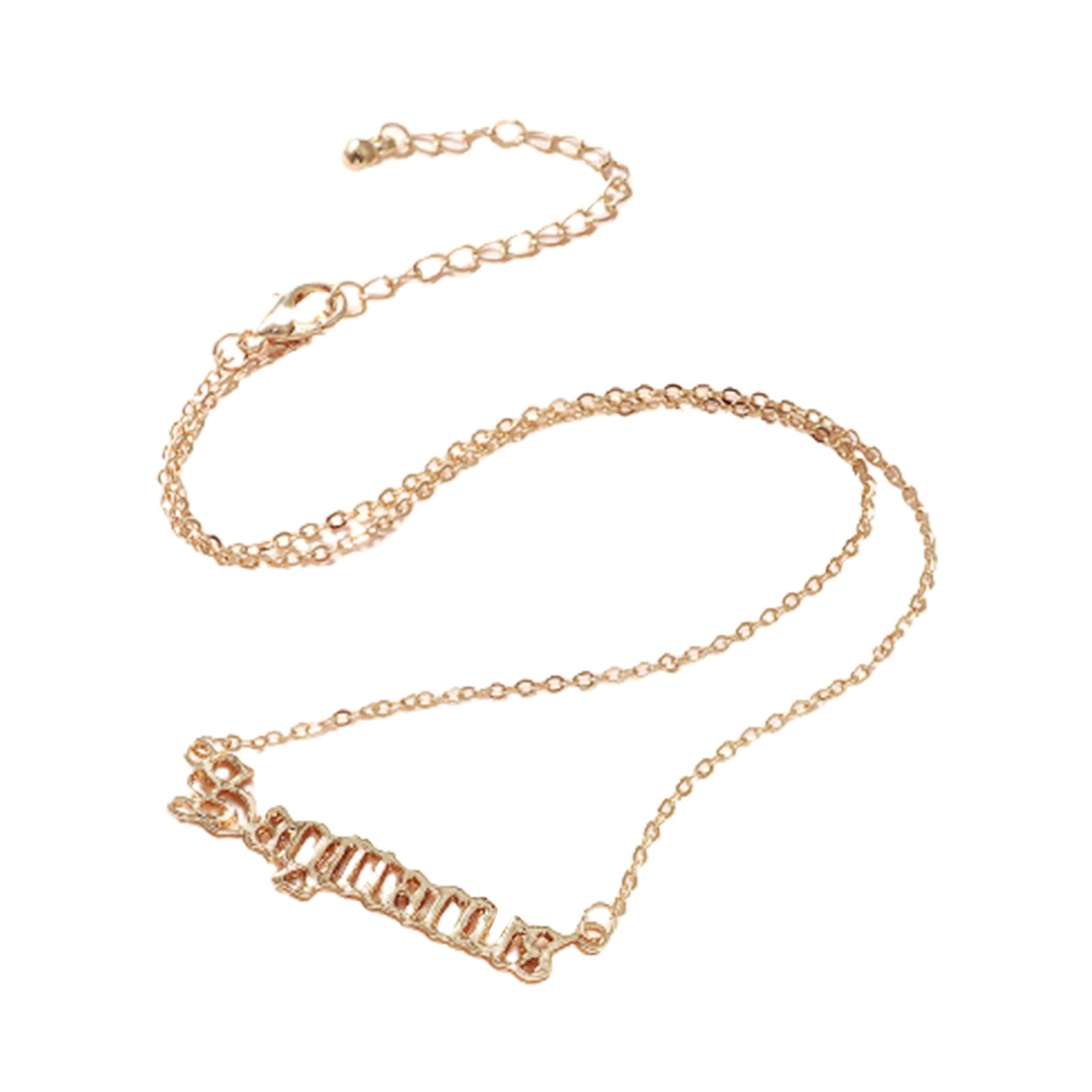 Women Golden Constellation Sagittarius English Letter Necklace Sweater Chain