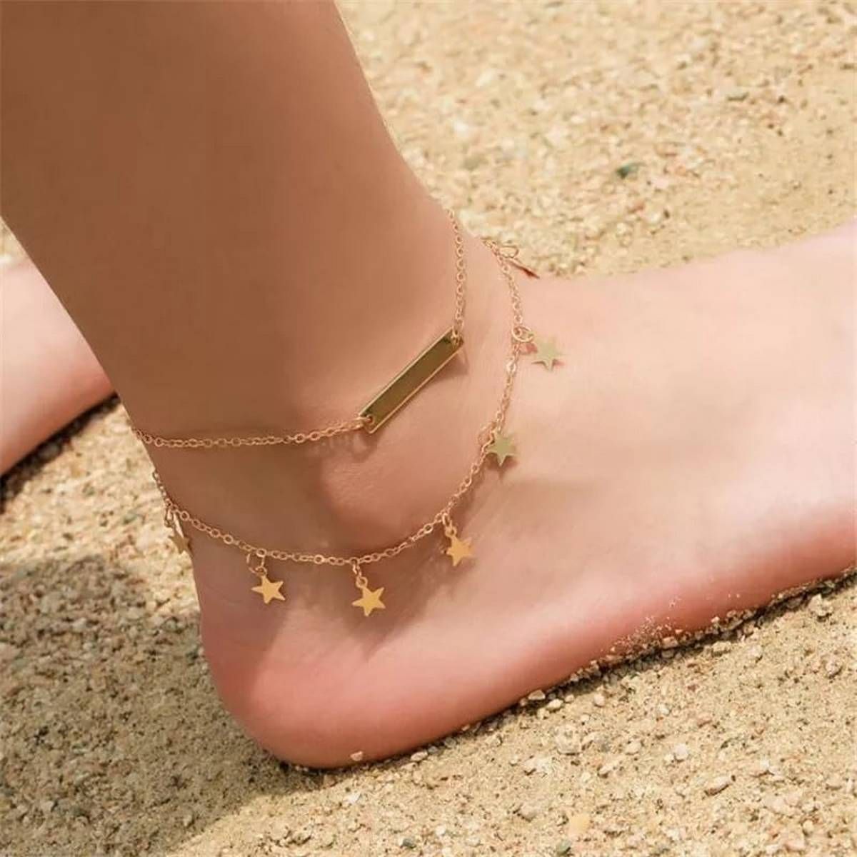 Double chain Simple Star Payel Jewelry For Female[ Anklet for Women ]