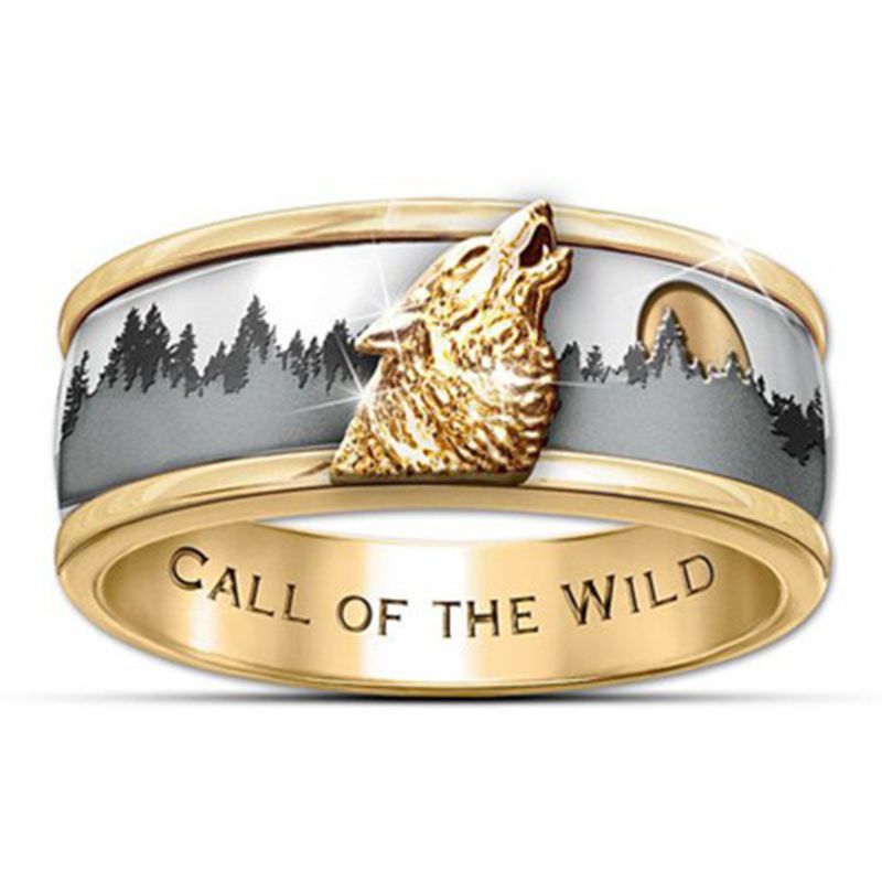 Fashion Animal Wolf Men's Ring Trendy Engagement Gold Color Finger Ring 2020  Wedding Party Jewelry Gifts Dropshipping