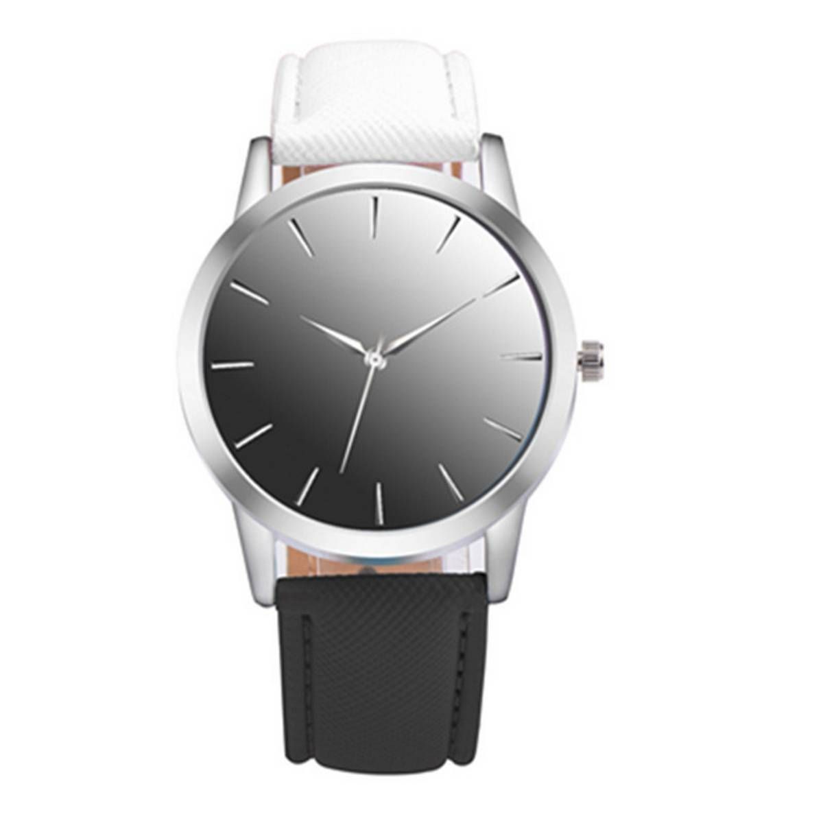 Double Colors Fashion Women Faux Leather Band Simple Analog Quartz Wrist Watch