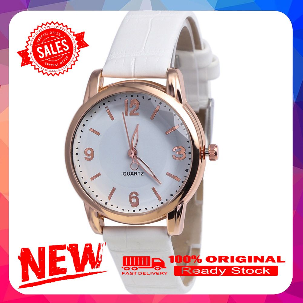 Vist Fox Fashion Women Round Dial Bamboo Grain Faux Leather Strap Analog Quartz Watch