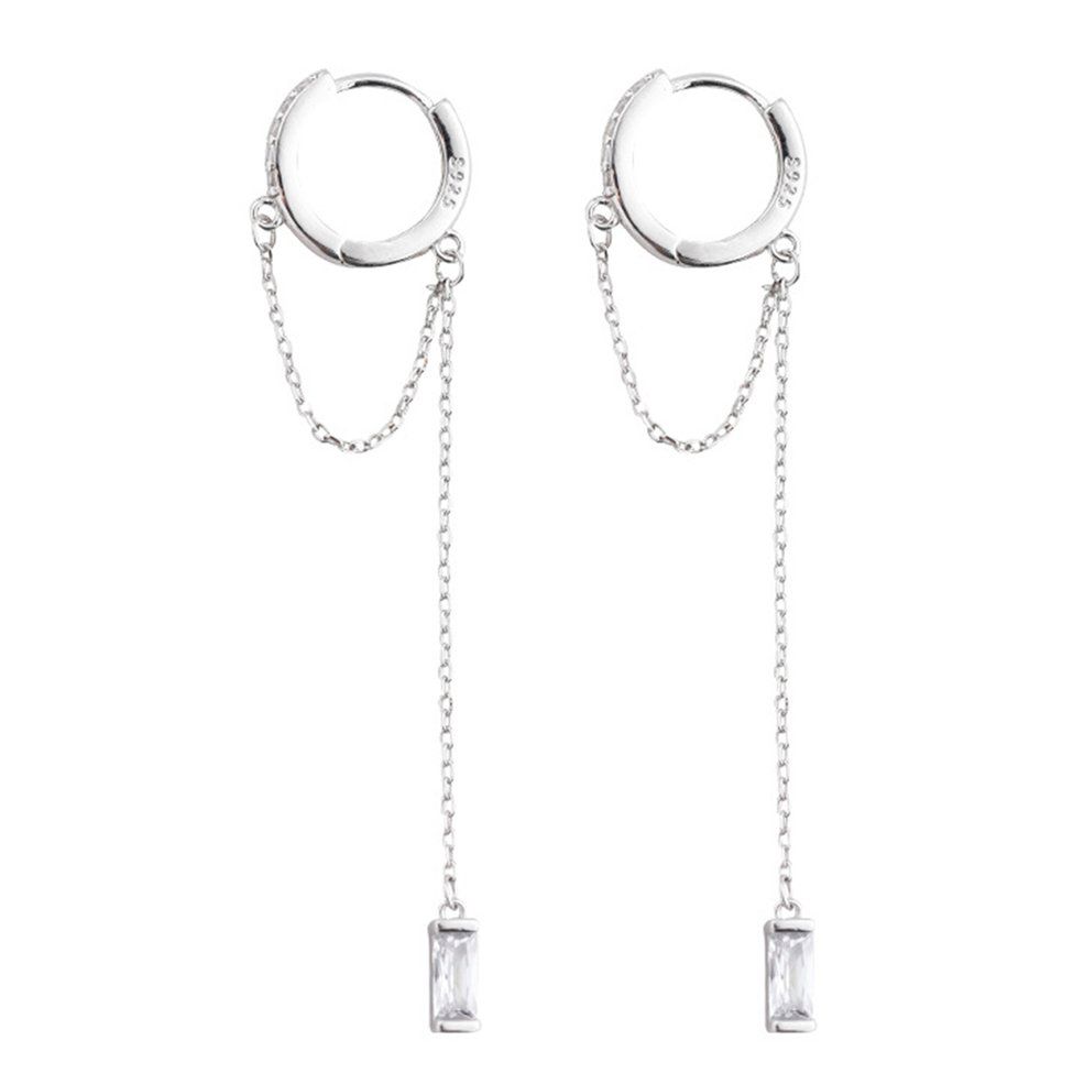 Prevent Allergy 925 Sterling Silver Tassel Round Bead Long Drop Earring-silver