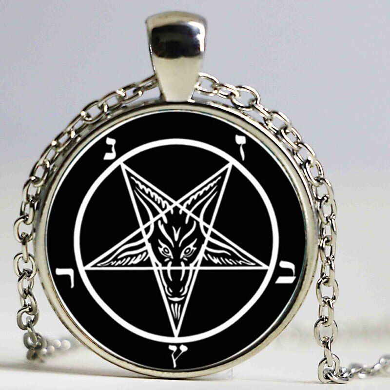 Baphomet Pendant Necklace dingyi 2017 Fashion Round Glass Necklace Baphomet Glass Pendant Necklace HZ1