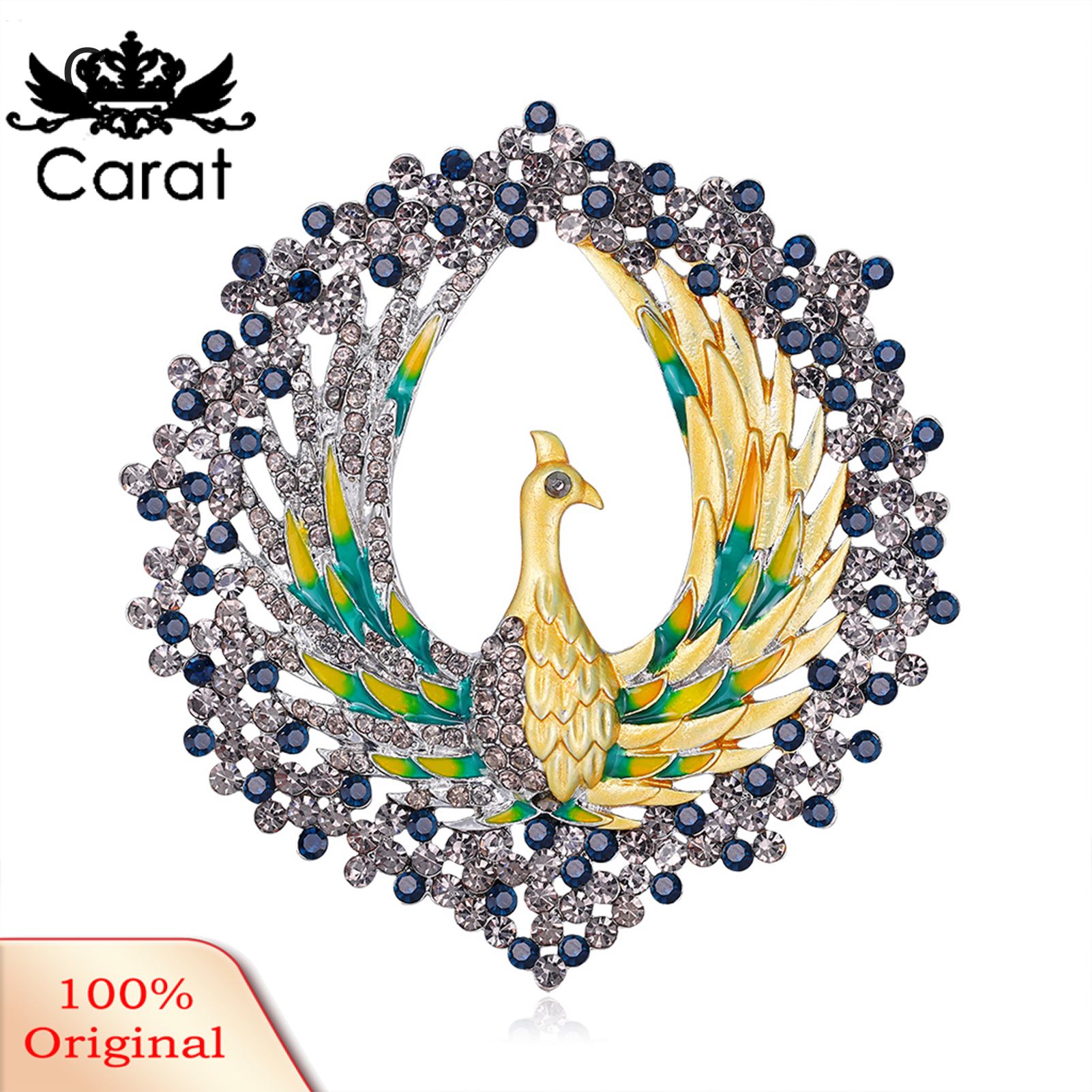 Brooch Badge Elegant Ornamental Vintage Peacock Butterfly Colored Rhinestone Brooch for Celebration