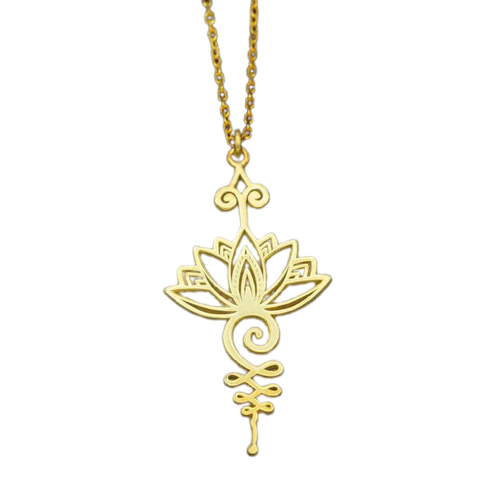 Necklace Classical Elegant Metal Han Culture Lotus Geometrical Alloy Pendant Necklace for Girl