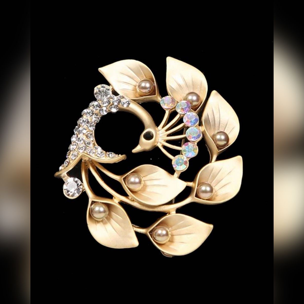 Gold Metal Hijab Pins - Golden and White