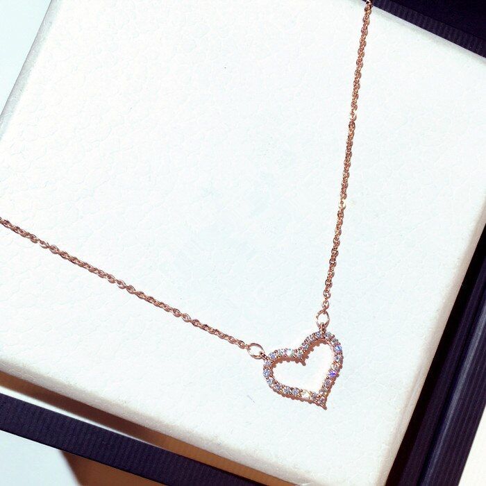 Fashion Shiny Heart Pendant Necklaces Women Jewelry Exquisite Rose Gold White Gold Crystal Short Clavicle Necklace