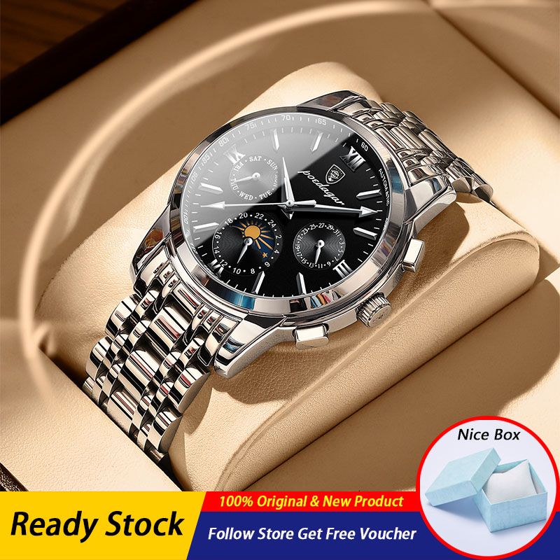 2022 POEDAGAR New Men's Watches Luxury Brand Waterproof Luminous Men's Quartz Wrist Watch Korean Fashion Stainless Steel Casual Watches