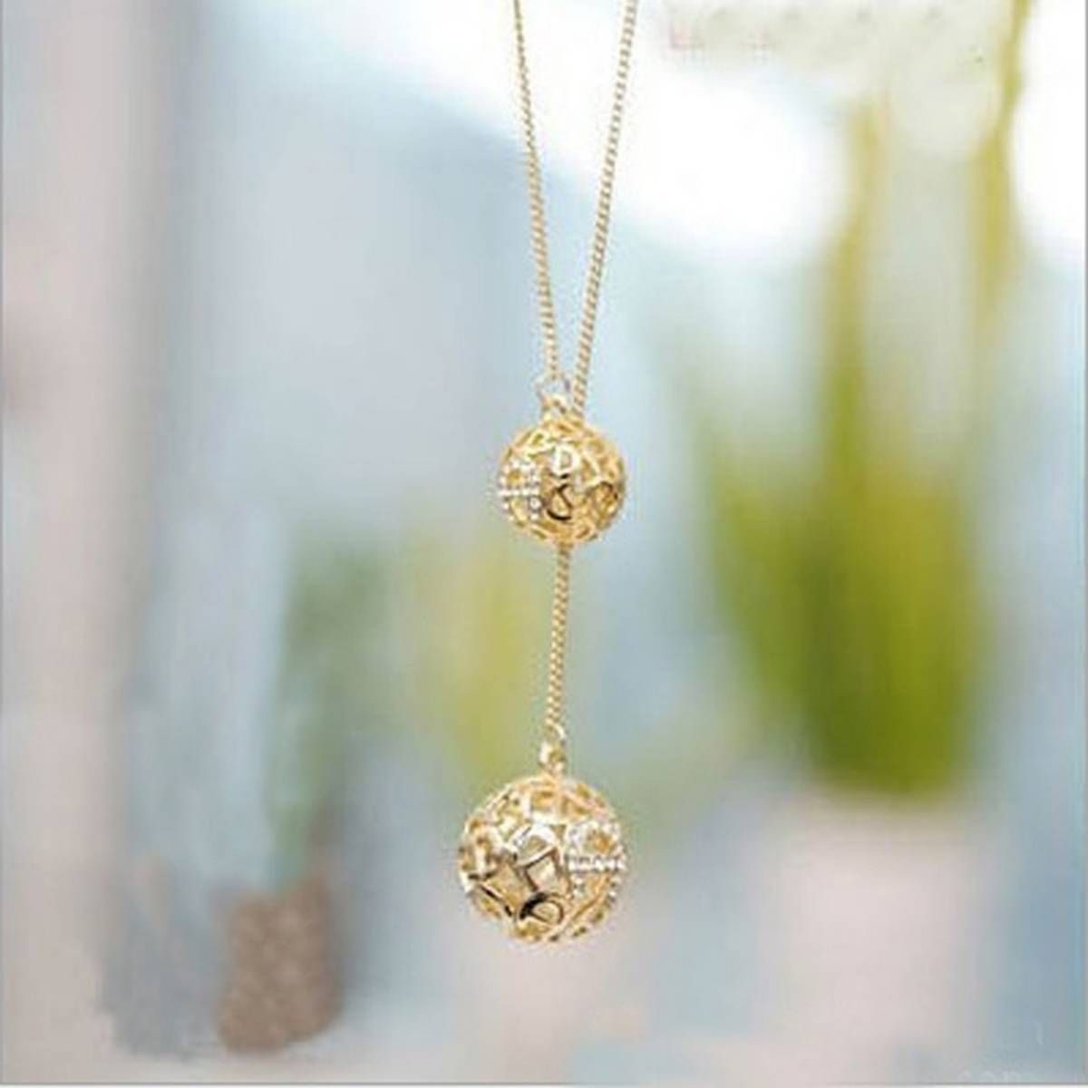 Fashionable Temperament Double Ball Sweater Chain Cute Sweater Necklaces for Women Women's Sweater Chain Jewelry Gifts