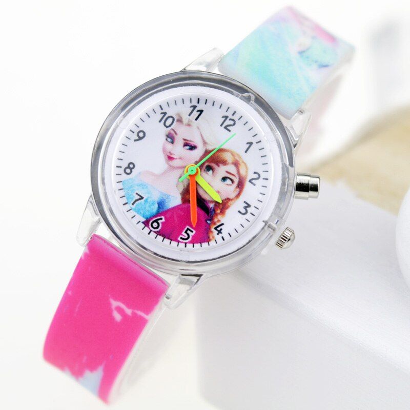Elsa Princess Children Watches Spiderman Colorful Light Source Boys Watch Girls Kids Party Gift Clock Wrist Relogio Cute Cartoon