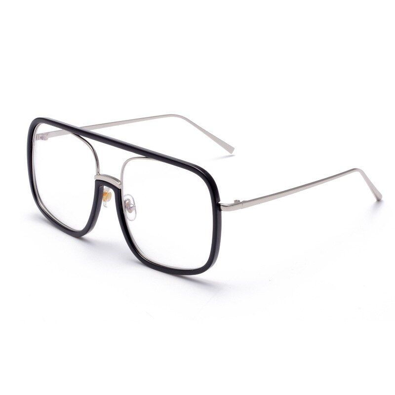 Black Clear SilverSWECINE Big Frame Sunglasses Men Square Fashion Glasses for Women High Quality Retro Sun Glasses Clear Black Pink UV400