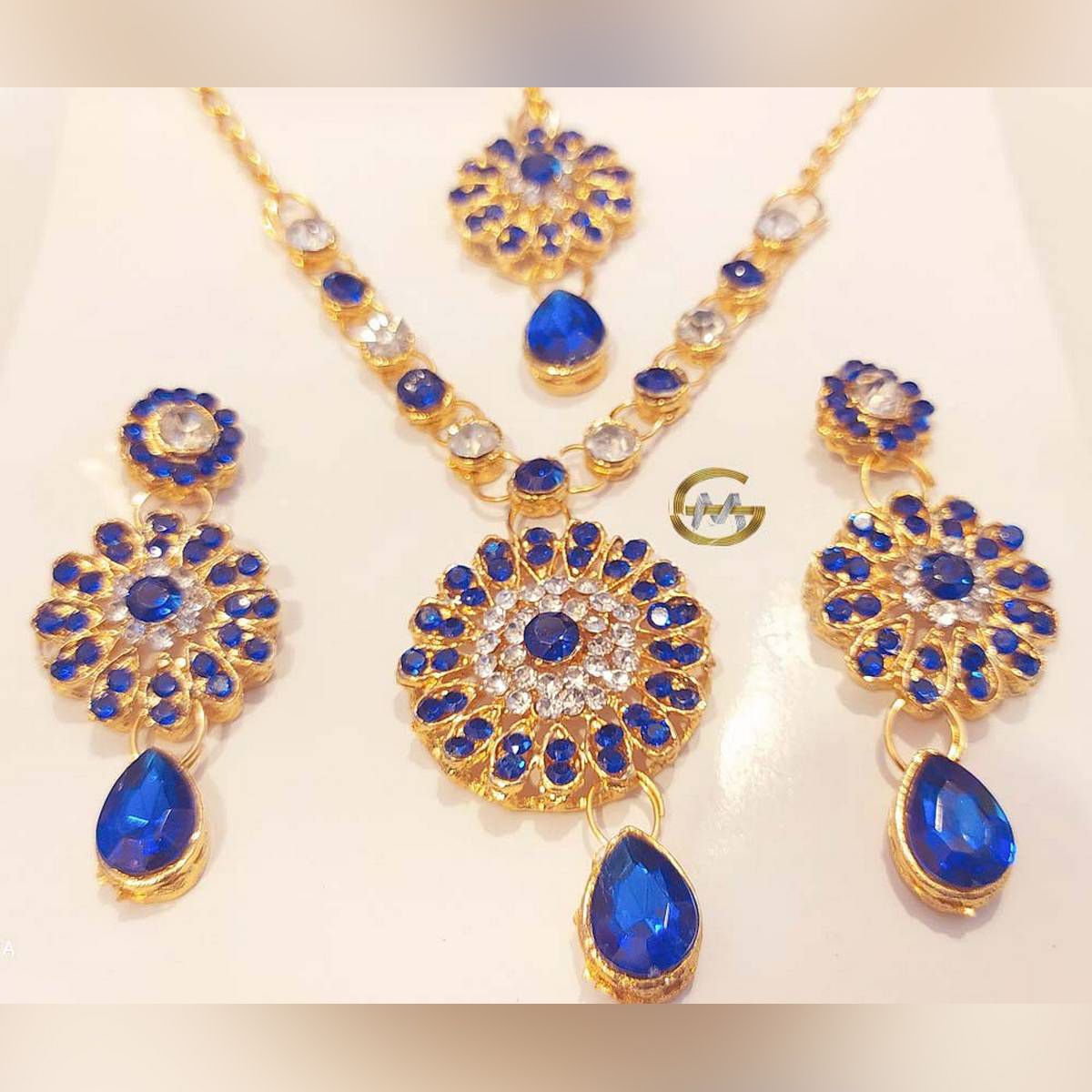 Stone Metal Necklace Jewellery Set For Women - Ear Ring