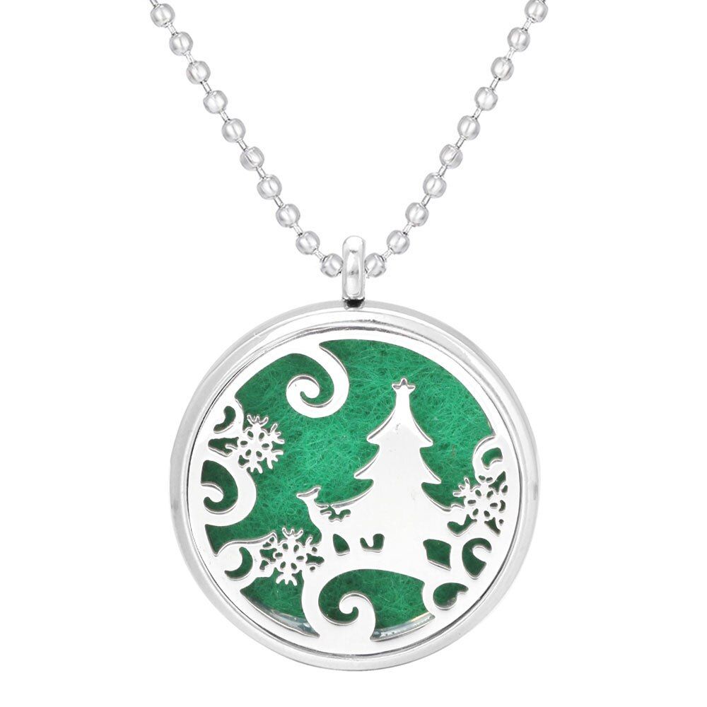 New Aromatherapy Necklace Snowflake Flower Fairy Essential Oil Diffuser Necklace Stainless Steel Locket Pendant Perfume Necklace