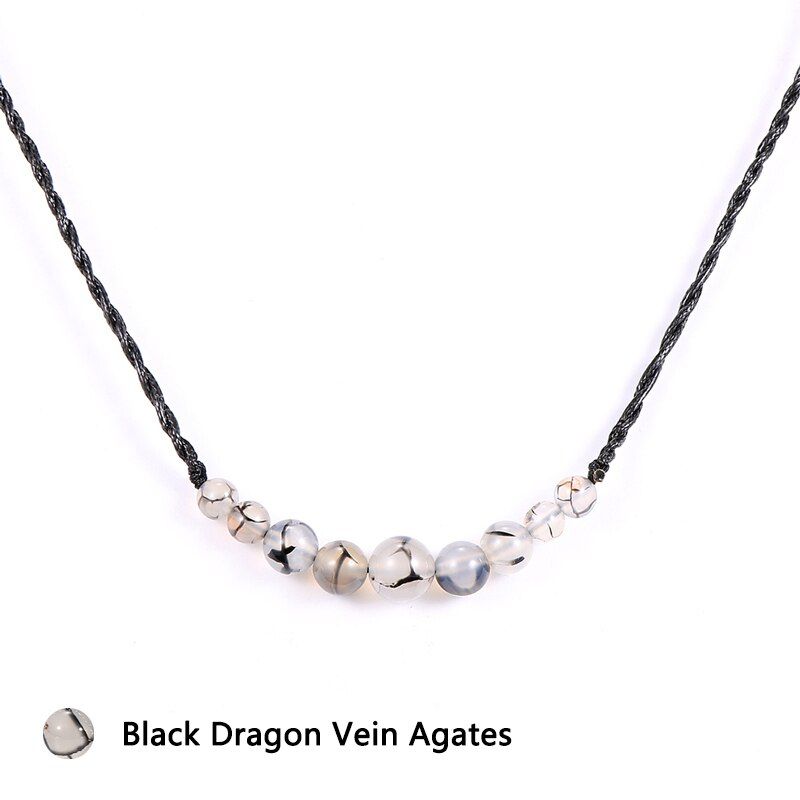 Men Women Natural Stone Beads Tiger Eye Necklace Lapis Lazuli Crystal Adjustabal Waxed Rope Wrap Neck Chain Choker Jewelry