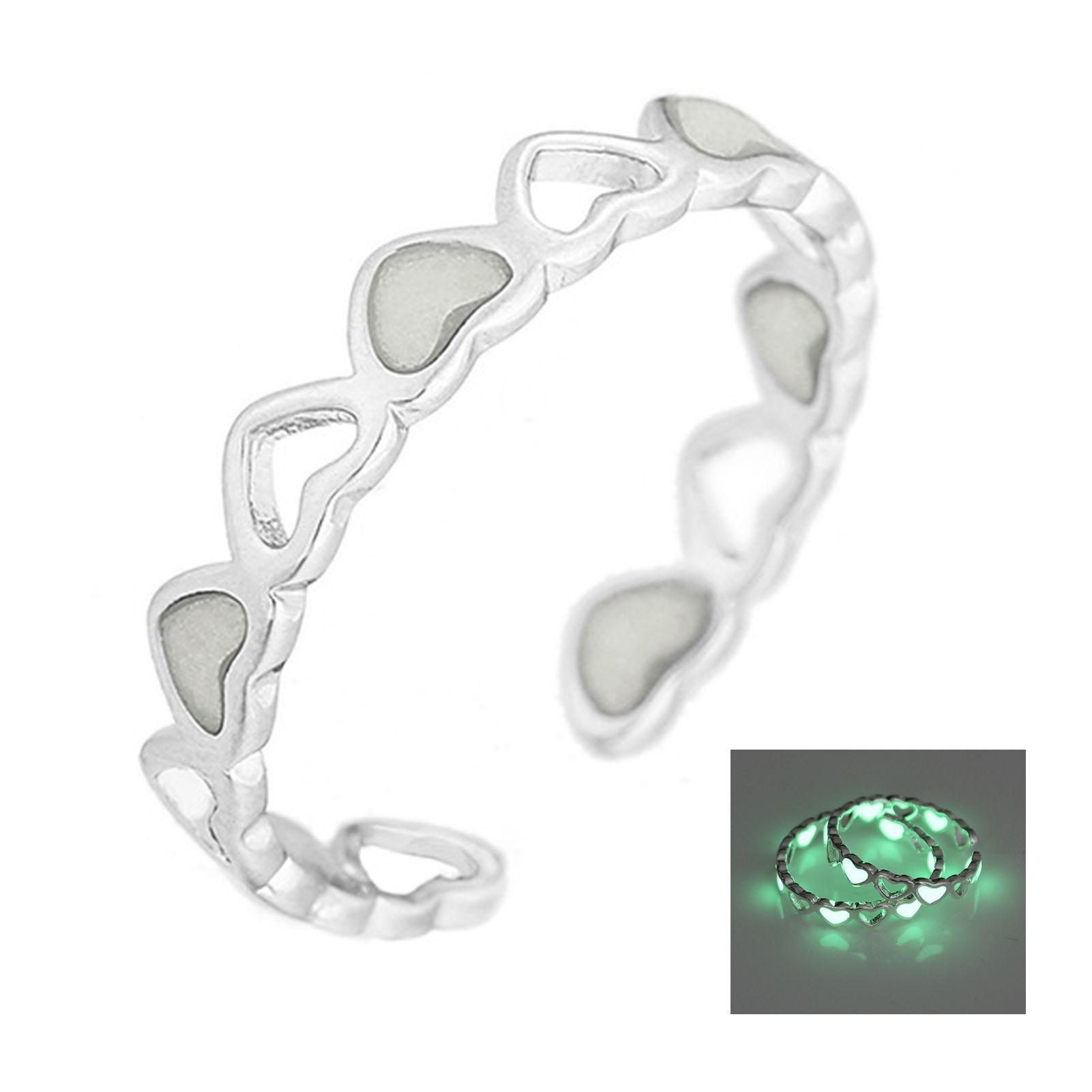 Finger Ring Skin-friendly Rust-proof Alloy Hollow Love Luminous Ring for Girl
