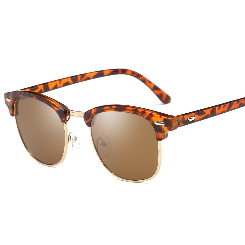 C3 LeopardVintage Retro Polarized Half Metal Sunglasses Men Women Sun Glasses Brand Designer Mirror Classic Gafas Oculos De Sol UV400