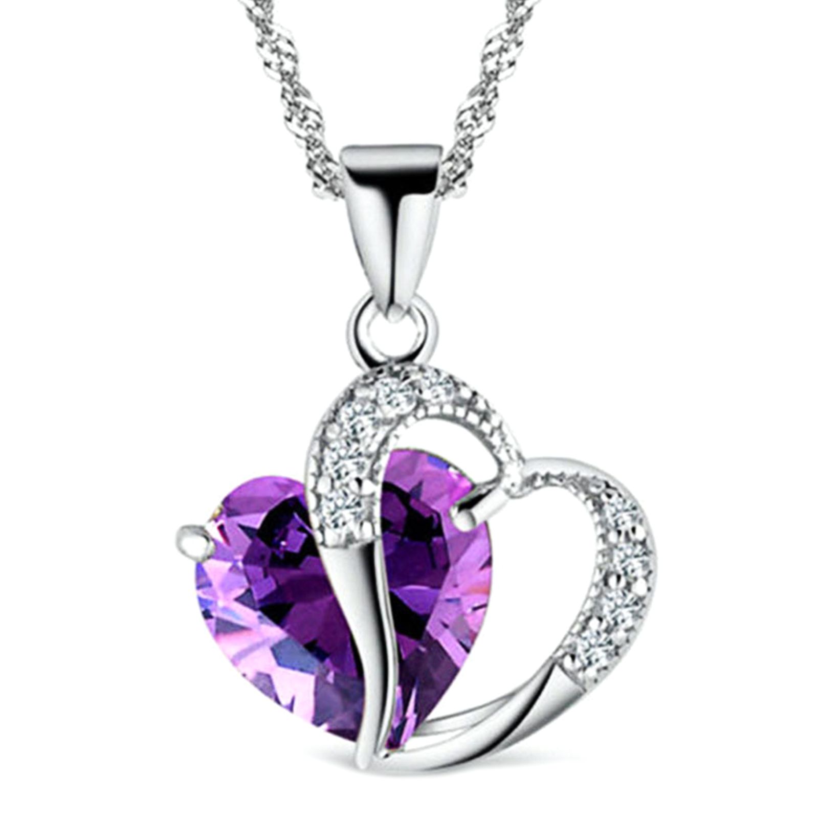 Heart Pendant Women Necklace Love Cubic Alloy Shining Luxury Necklace Couple Charm
