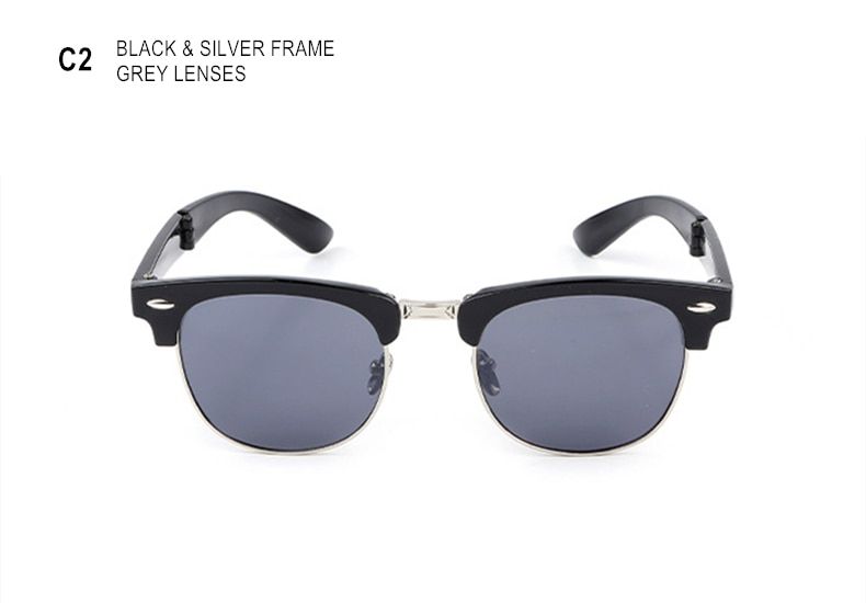 C2SWOKENCE Portable Folding Sunglasses With Box Women Men Upscale Brand Retro Foldable UV400 Sunscreen Spectacles For Driving SA02
