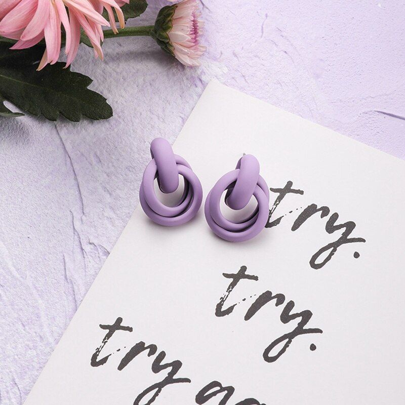 2020 Fashion Simple Purple Flower Petal Drop Earrings Trendy Fresh Earring Elegant Earrings For Women Wedding Party Jewelry