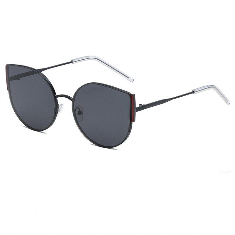 black red grey2019 Cat Eye Vintage Brand Designer Women Sunglasses Metal Flat Lens Sun Glasses Shades for Women Female Oculos UV400 Protection