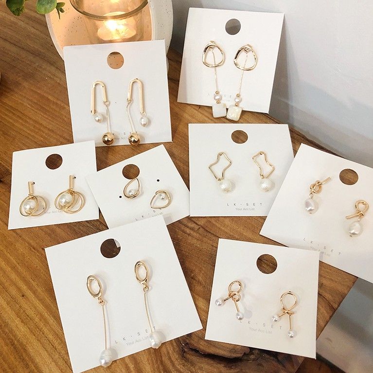 Geometric Pearl Earrings Women New