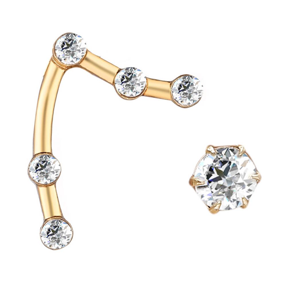 Creative 12 Constellation Rhinestone Charm Stud Earrings Women Asymmetry Jewelry