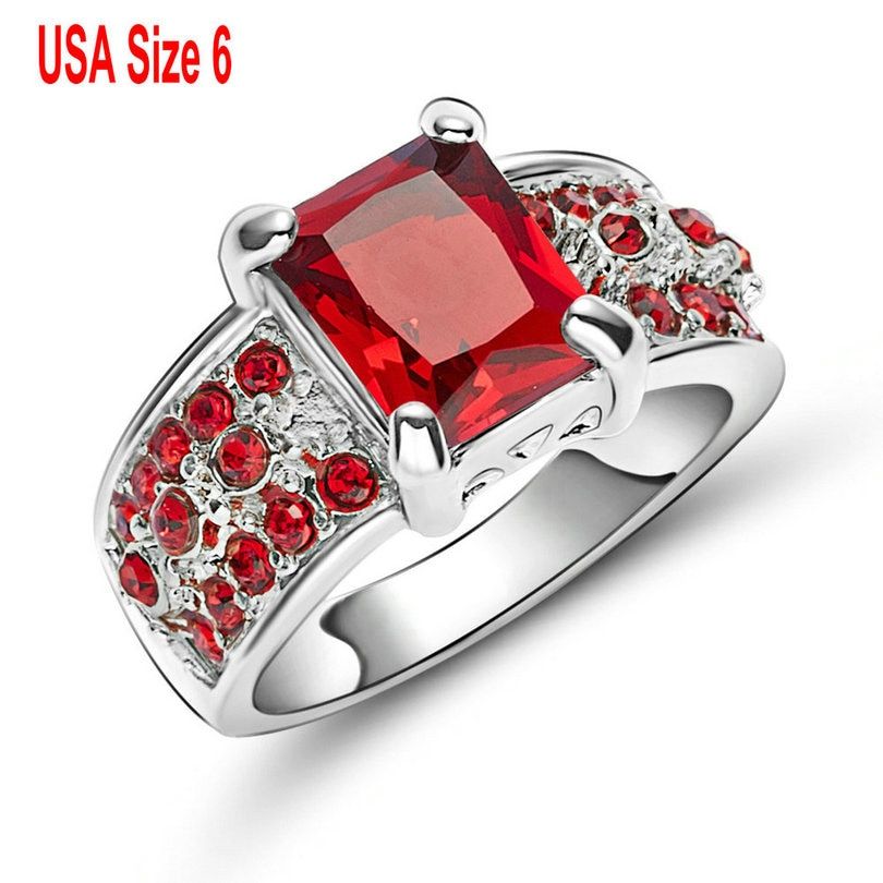 TianBo silver plated Plated Wedding Rings For Women Square Simulated zircon Jewelry Bague Bijoux Femme Engagement ring