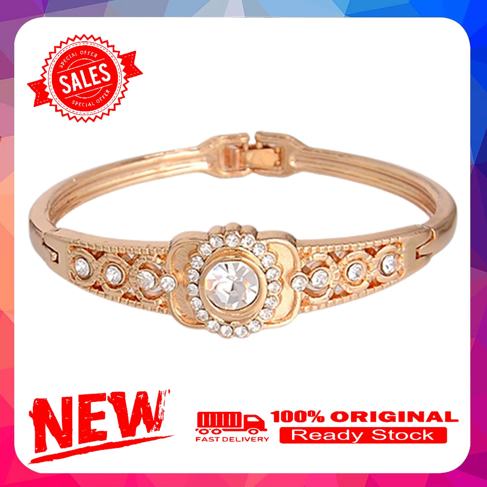 Women's Fashion Gold Plated Rhinestone Exquisite Twist Bangle Charm Jewelry Gift