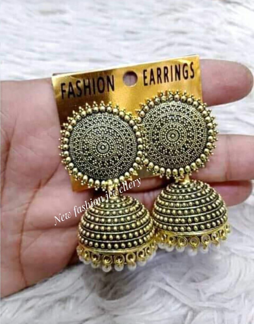 Antique Silver Metal Jhumko Ear Ring for Women