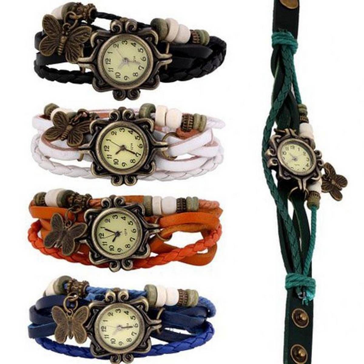 New Wholesale Lot of 5pcs Womens Girls Butterfly Bracelet Wrist Watches - intl