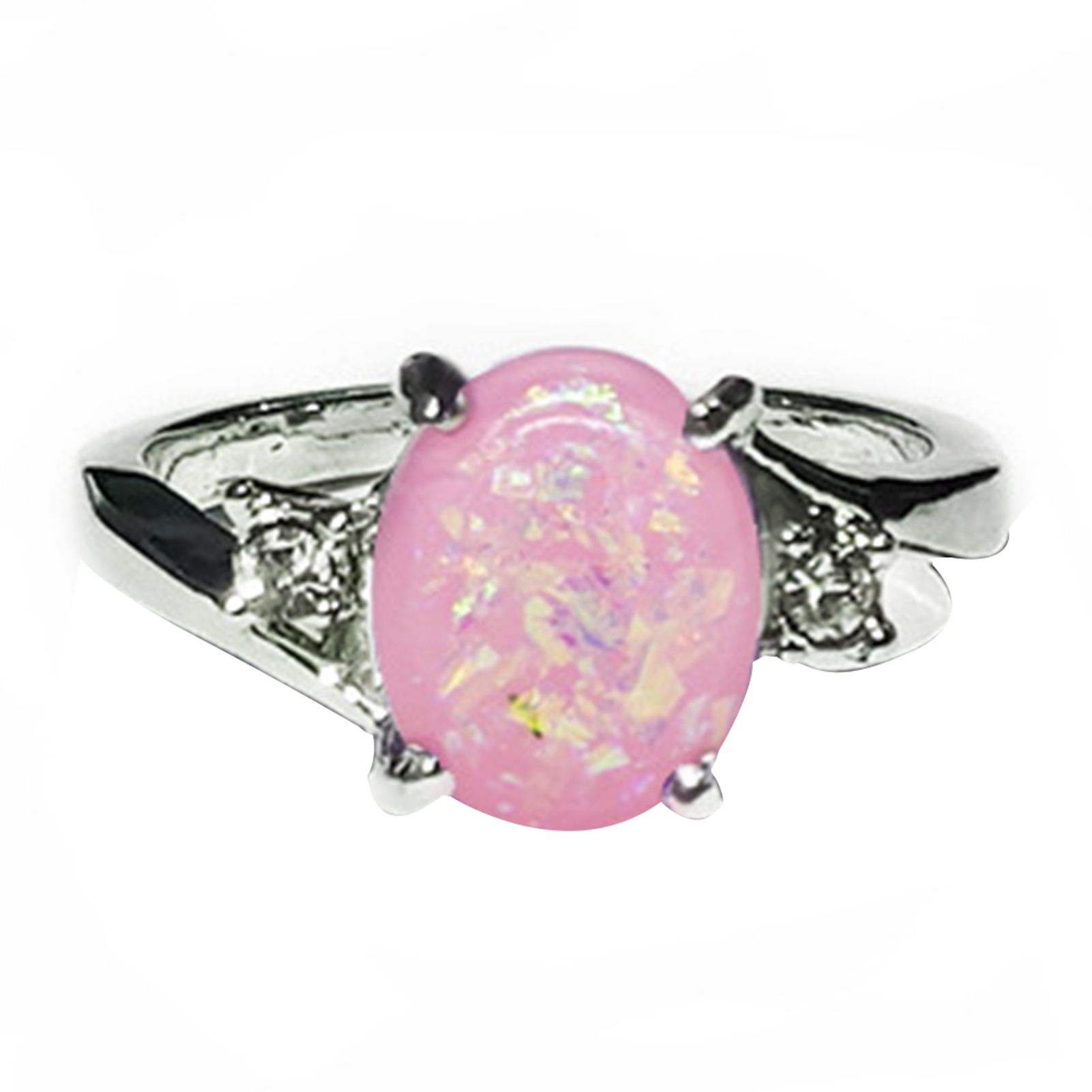 Ring Lustre Faux Opal Rhinestone Inlaid Copper Stylish Women Ring for Wedding