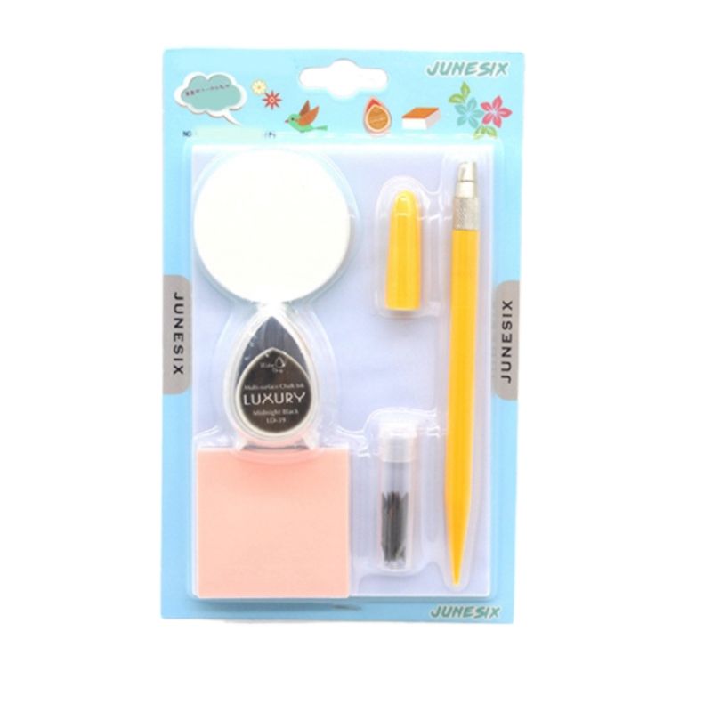 1 Set Of Rubber Stamp for Carving Novice DIY Set Water Drop Printing Table Penknife Rubber Set Yellow