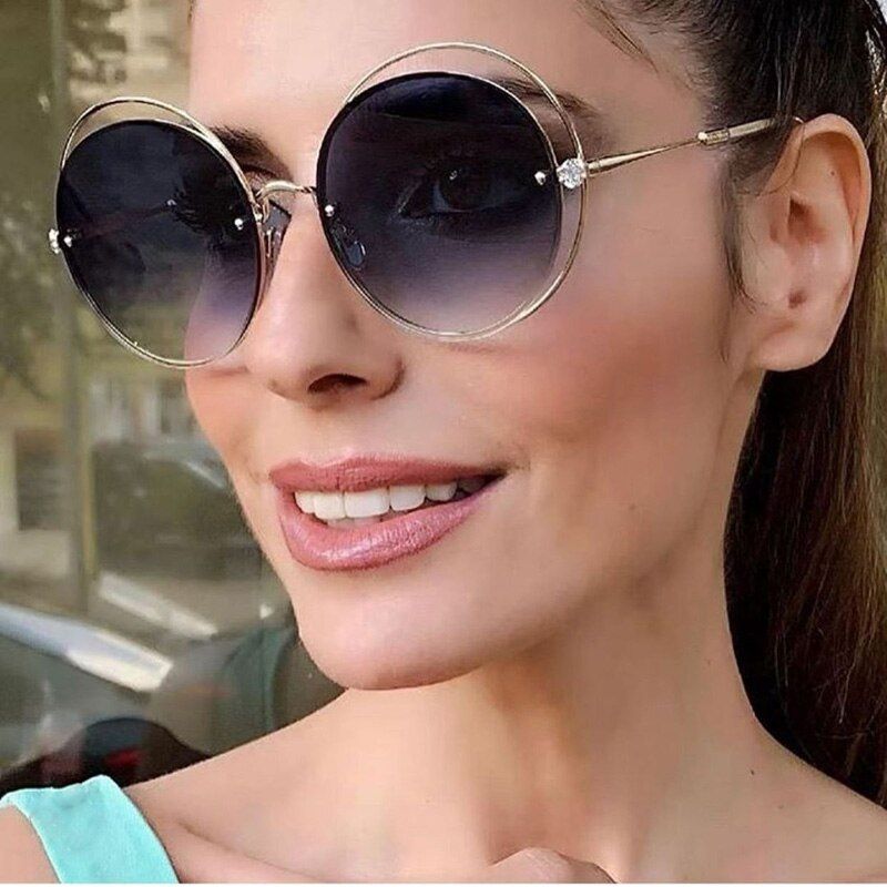 WTYJ189 black PHOTO COLORFEISHINI 2020 Brand Luxury Sun glasses Ladies Fashion Trendy Metal Round Women Sunglasses Oversized Vintage UV Protector