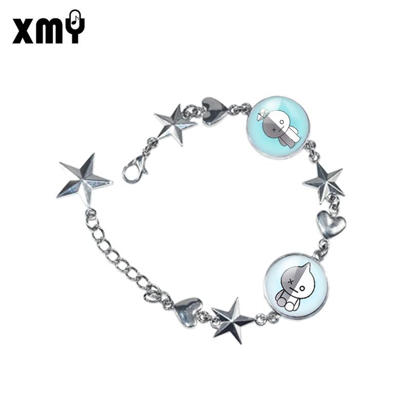 K-Pop BTS BT21 Star Bangtan Group Photo Steel Bracelet