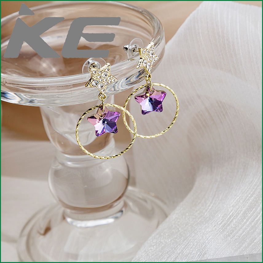 needle colorful star five-pointed star earrings round hollow micro-set zircon tassel temperament female earrings for gilrs for women low price
