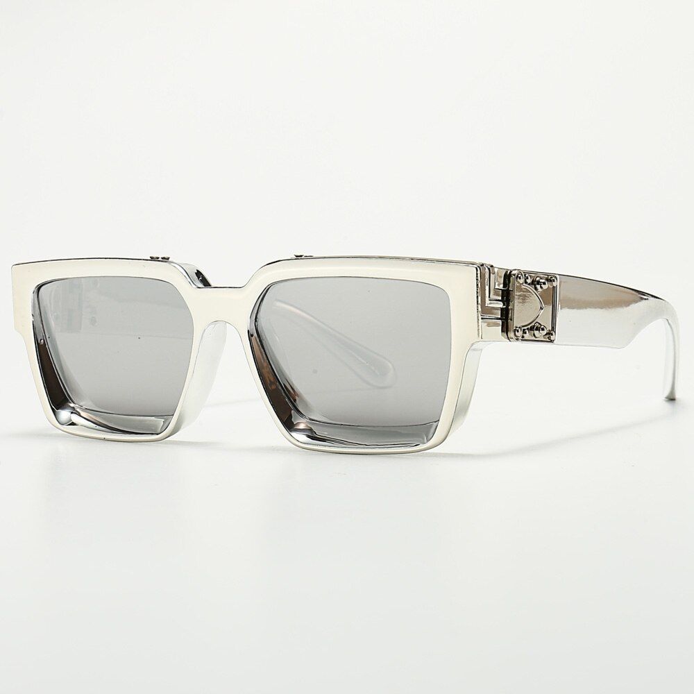 B10SilverSilver LargeFrame46167 Size S&L Brand Design Luxury Square Sunglasses Men Women Fashion Shades UV400 Vintage Glasses