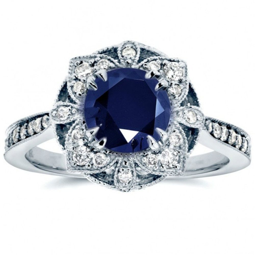 Huitan Vintage Present Gift Rings For Women Retro Birthday Gift For Mom&Grandmom Luxury Flower Shaped With Blue&Green Stone Ring