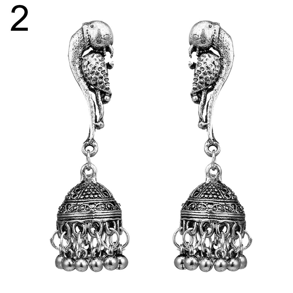 Vintage Bird Peacock Round Balls Dangle Drop Stud Earrings Women Jewelry Gift