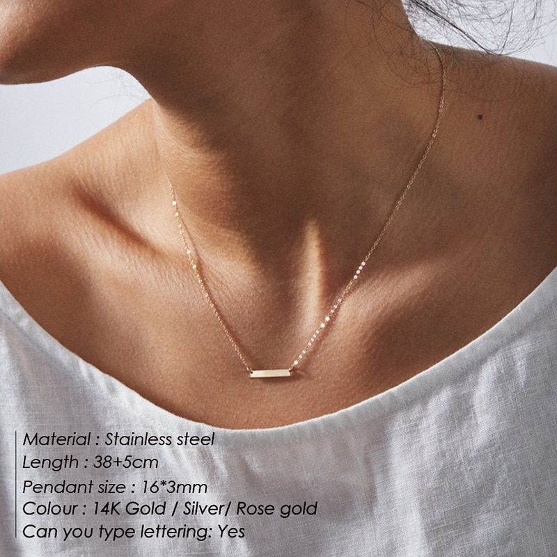 eManco Minimalist Chokers Necklace for women Stainless Steel Necklace women Dainty Gold color Necklaces Jewelry