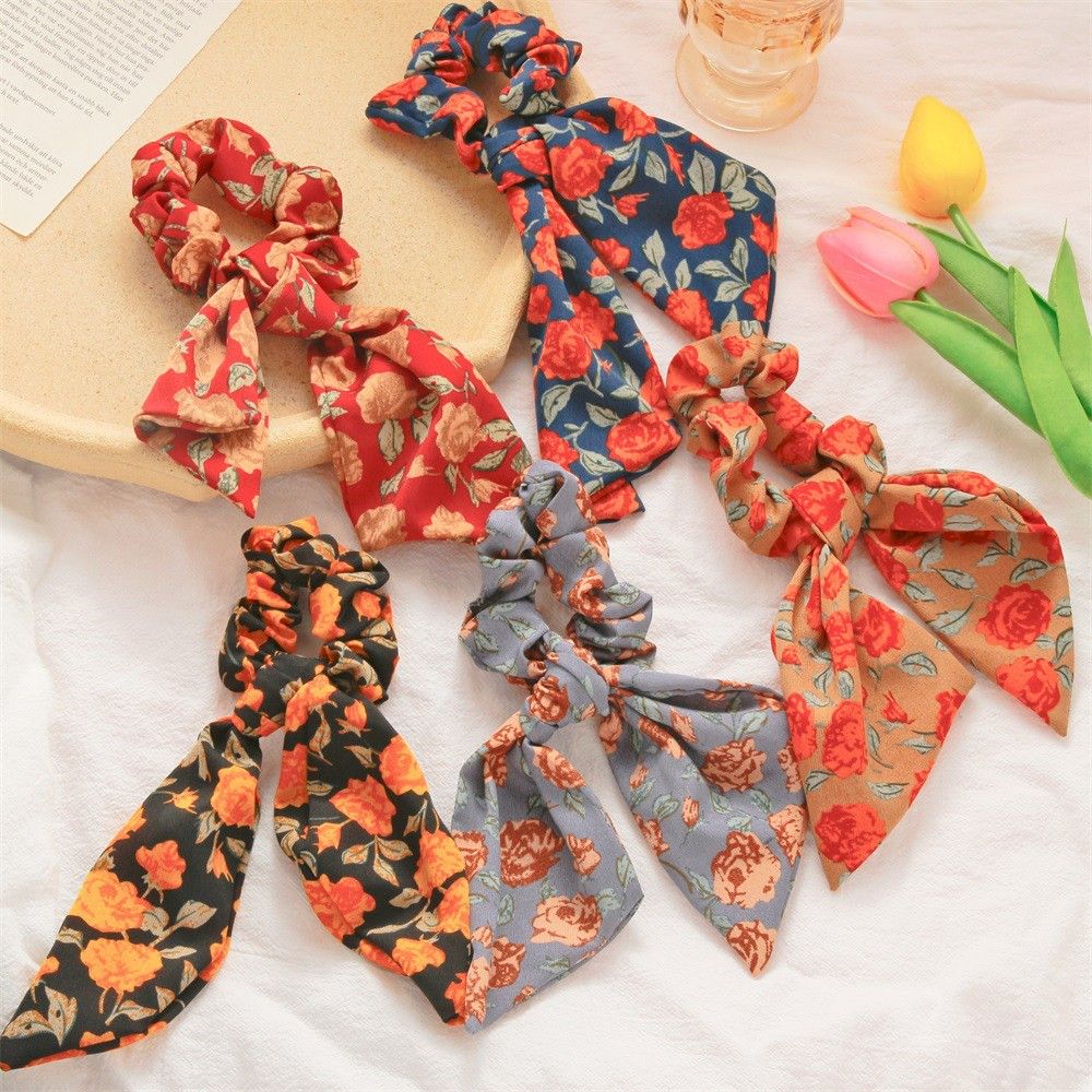 New Floral Hair Rope Tie Streamer Hair ties Female