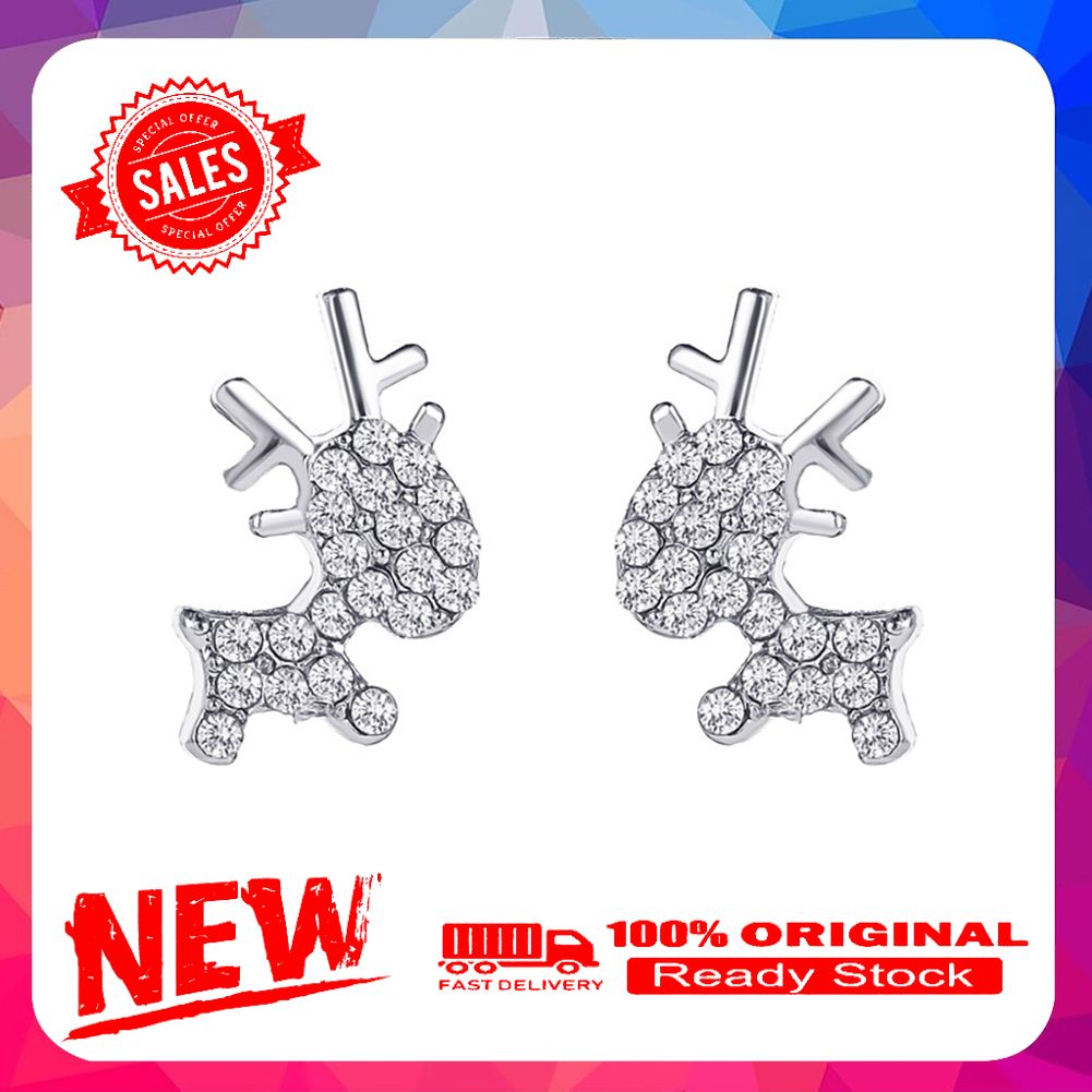 Women Simple Design Rhinestone Elk Shape Christmas Style Jewelry Accessories