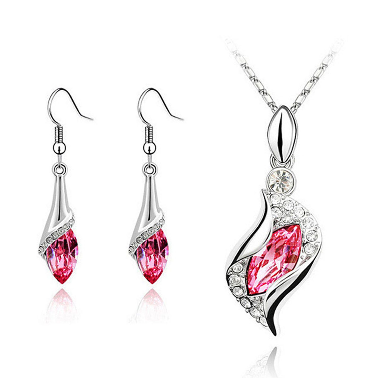 Neckle Earrings Set Exquisite Workmanship Shining Faux Crystal Pendant Neckle Hook Earrings
