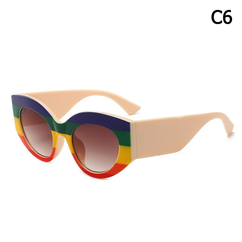 C6JackJad Fashion Modern Cat Eye Style Rainbow Frame Sunglasses Women Vintage Gradient Brand Design Sun Glasses Oculos De Sol 1811
