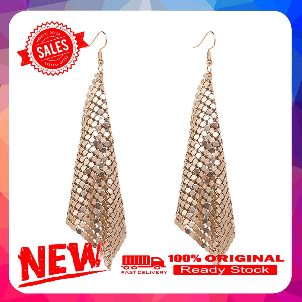 Women Fashion Square Sequins Tassel Dangle Drop Earrings Statement Jewelry Gift