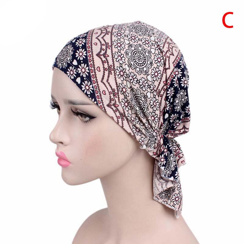 Women Muslim Hat Fashion Bohemia Style Lady Turban Head Wrap Cap Turban Cap Beanie Scarf Women Hair Accessories