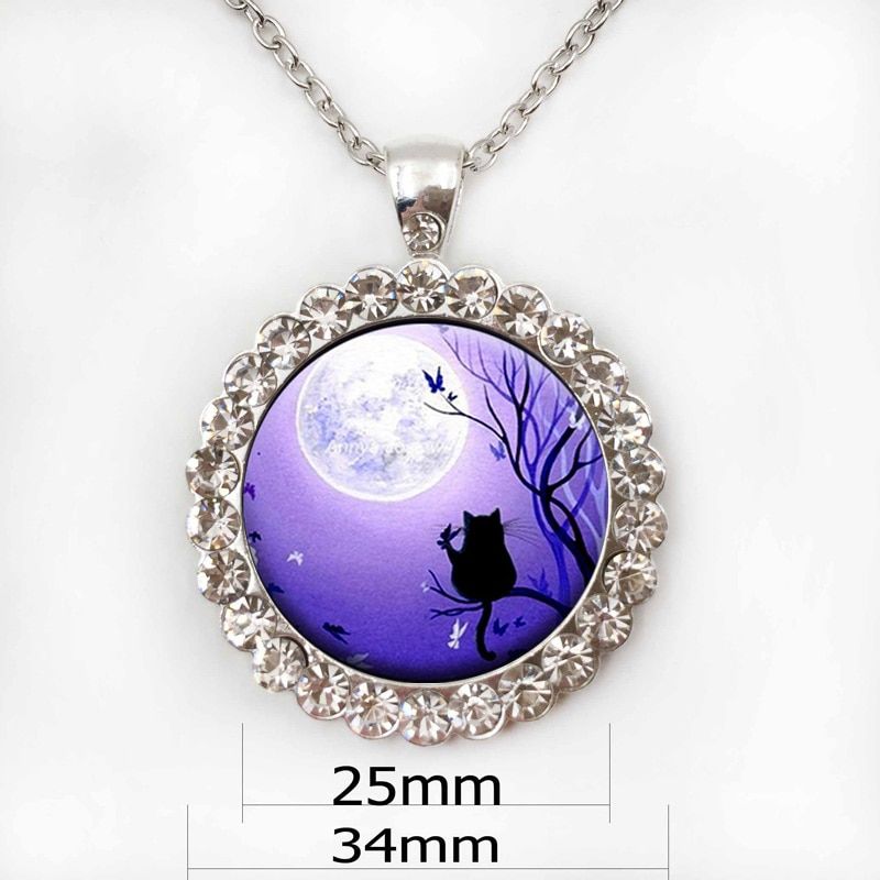 cute cat cabochon pendant necklace 7 Personality animal round pendant Round necklaces Choker jewelry gift HZ1